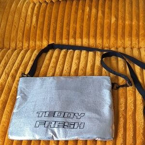 Teddy Fresh Metallic Silver Crossbody with Black Strap